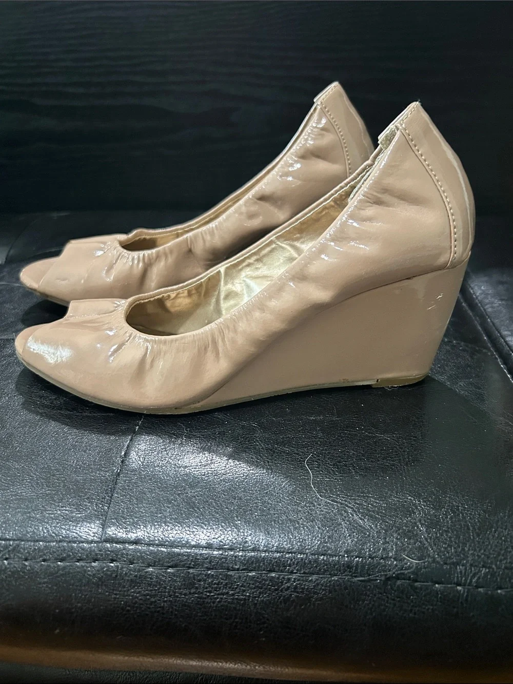 BCBGeneration Patent Nude Wedge Pumps